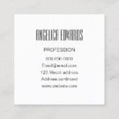 Minimale moderne, eenvoudige trendy vet zwart-wit vierkante visitekaartje (Achterkant)