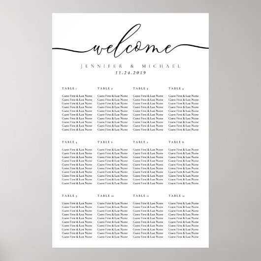 Minimale moderne, eenvoudige weduwentabelnummers poster (Voorkant)