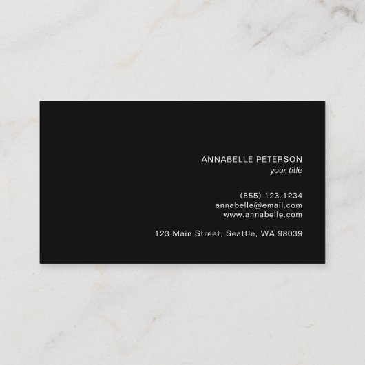 Minimale moderne, eenvoudige zwart-wit visitekaartje (Achterkant)