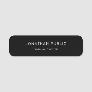 Minimale moderne Elegant Black Sjabloon afgeronde Naamplaatje