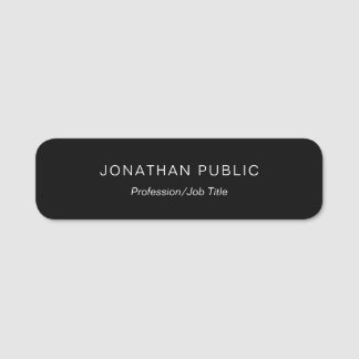 Minimale moderne Elegant Black Sjabloon afgeronde Naamplaatje