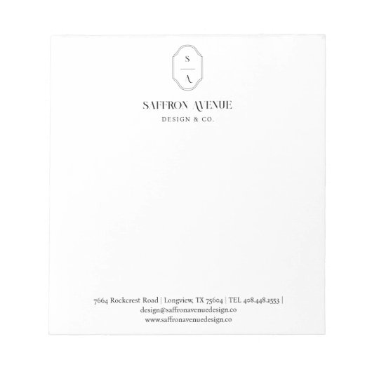 Minimale Moderne Elegant Custom Logo Monogram Cres Notitieblok (Voorkant)