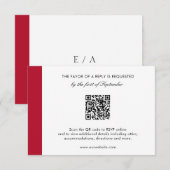 Minimale moderne Elegant Red QR-code bruiloft RSVP Kaartje (Voorkant / Achterkant)