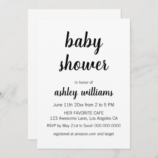 Minimale moderne, elegante babyschoeisel kaart (Voorkant / Achterkant)