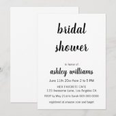 Minimale moderne elegante bridal-showuitnodiging kaart (Voorkant / Achterkant)