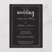 Minimale moderne elegante chique zwart zilveren br uitnodiging briefkaart (Voorkant)