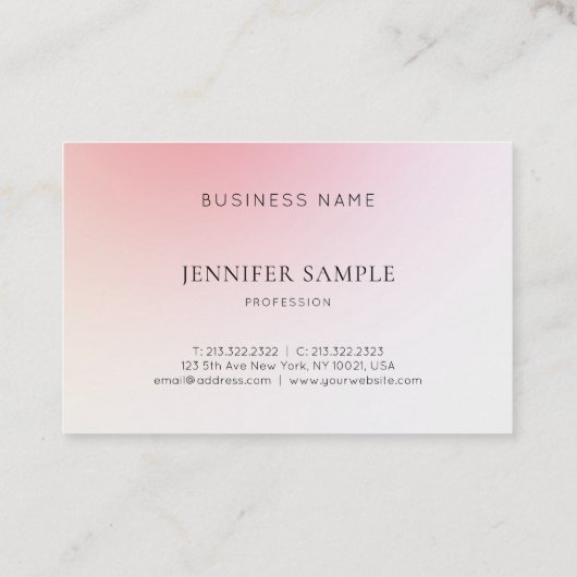 Minimale moderne elegante lichtroze kleurenluxe visitekaartje (Achterkant)