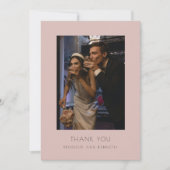Minimale moderne elegante stoffige blush bruiloft  bedankkaart (Voorkant)