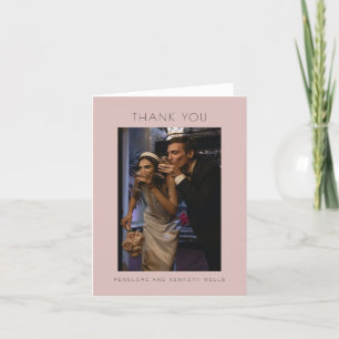 Minimale Moderne Elegante Stoffige Blush Bruiloft  Bedankkaart