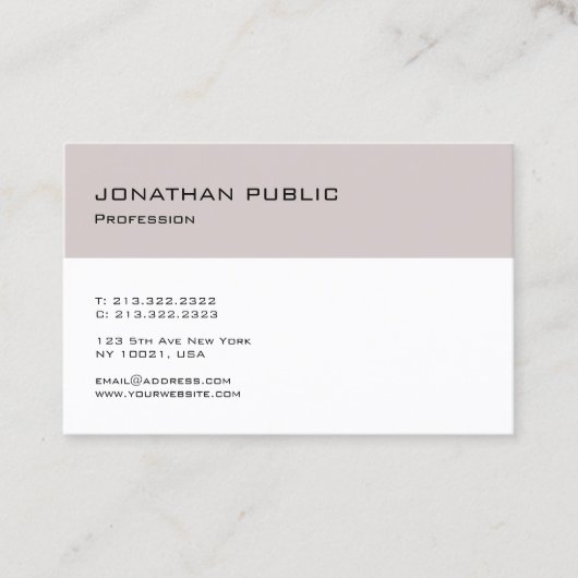 Minimale moderne, elegante vormgeving visitekaartje (Voorkant)