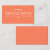 Minimale moderne elektrische tangerineverbinding informatiekaartje (Voorkant / Achterkant)