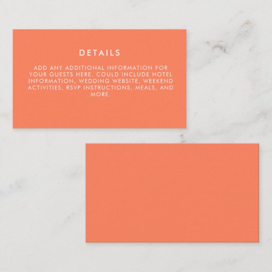 Minimale moderne elektrische tangerineverbinding informatiekaartje (Voorkant / Achterkant)