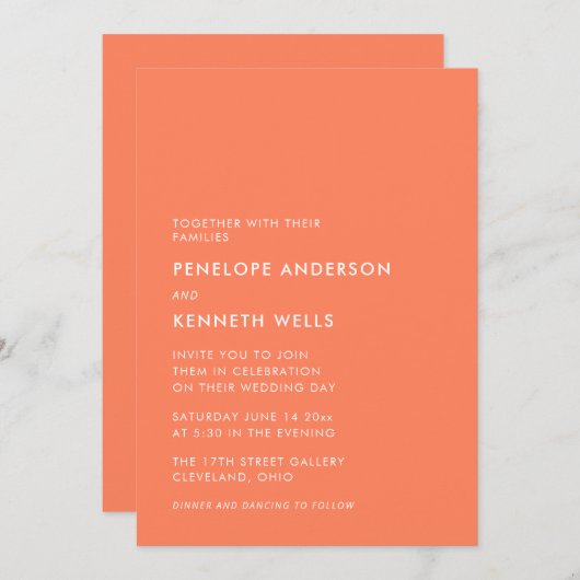 Minimale moderne elektrische tangerineverbinding kaart (Voorkant / Achterkant)