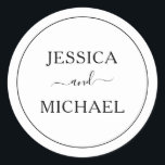 Minimale moderne envelopzegel ronde sticker<br><div class="desc">Minimalistische moderne bruiloft envelop seal sticker. Personaliseer alle tekst en kleuren in dit rustieke en elegante ontwerp voor uw trouwzegels. Beschikt over  tekst en moderne kalligrafie.</div>