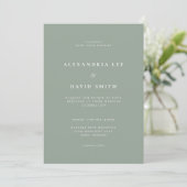 Minimale moderne esthetische Sage Green Wedding In Kaart (Staand voorkant)