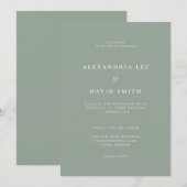 Minimale moderne esthetische Sage Green Wedding In Kaart (Voorkant / Achterkant)