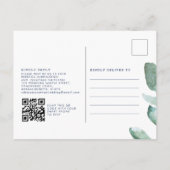 Minimale moderne eucalyptusgroene marineblauwe bru briefkaart (Achterkant)