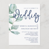 Minimale moderne eucalyptusgroene marineblauwe bru briefkaart (Voorkant)