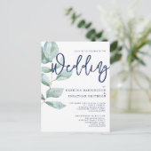 Minimale moderne eucalyptusgroene marineblauwe bru briefkaart (Staand voorkant)