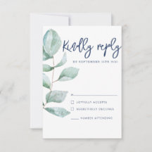 Minimale moderne eucalyptusmarineverbinding RSVP