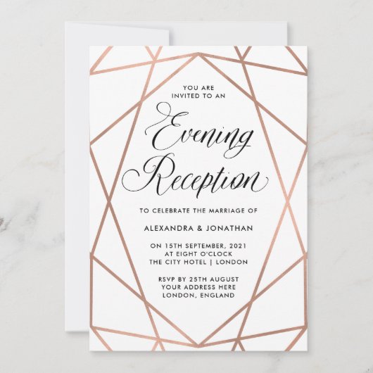 Minimale moderne Faux Roos Gold Evening Kaart (Voorkant)