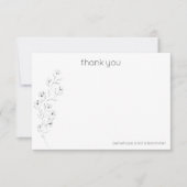 Minimale moderne Floral Sketch Wedding Aangepast Bedankkaart (Voorkant)