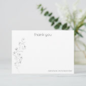 Minimale moderne Floral Sketch Wedding Aangepast Bedankkaart (Staand voorkant)