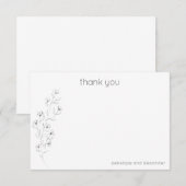 Minimale moderne Floral Sketch Wedding Aangepast Bedankkaart (Voorkant / Achterkant)