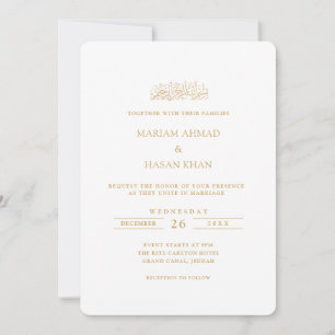 Minimale moderne formele gouden script moslimhuwel kaart