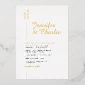 Minimale moderne, formele witte legante bruiloft folie uitnodiging (Voorkant)