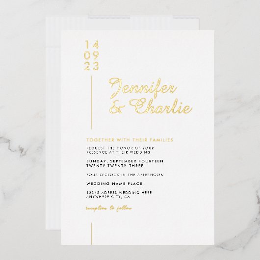 Minimale moderne, formele witte legante bruiloft folie uitnodiging (Envelop)