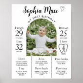 Minimale Moderne Foto 1e Verjaardag Mijlpaal teken Poster (Voorkant)