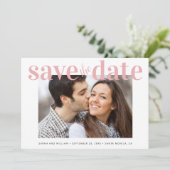 Minimale moderne foto Blush Pink Save The Date (Staand voorkant)