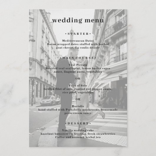 Minimale Moderne Foto Bruiloft Menu (Voorkant)