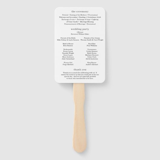 Minimale moderne foto bruiloft programma handwaaier (Achterkant)