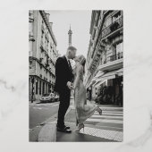Minimale Moderne Foto Bruiloft Save the Date Folie Uitnodiging (Achterkant)