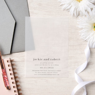 Minimale Moderne Foto Bruiloft Save the Date Vellum Uitnodigingen