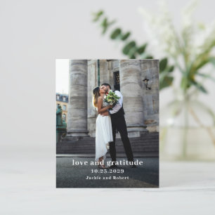 Minimale moderne foto budget bruiloft bedankkaart