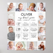 Minimale moderne foto eerste jaar mijlpaal teken poster (Voorkant)