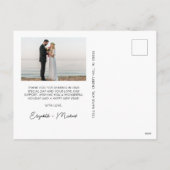 Minimale moderne foto Getrouwd Kerstmis Dusty Blue Feestdagenkaart (Achterkant)