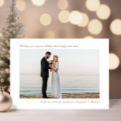 Minimale moderne foto Getrouwd Kerstmis Wit Goud Feestdagenkaart