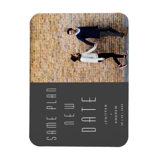 Minimale moderne foto nieuwe trouwdatum magneet (Verticaal)