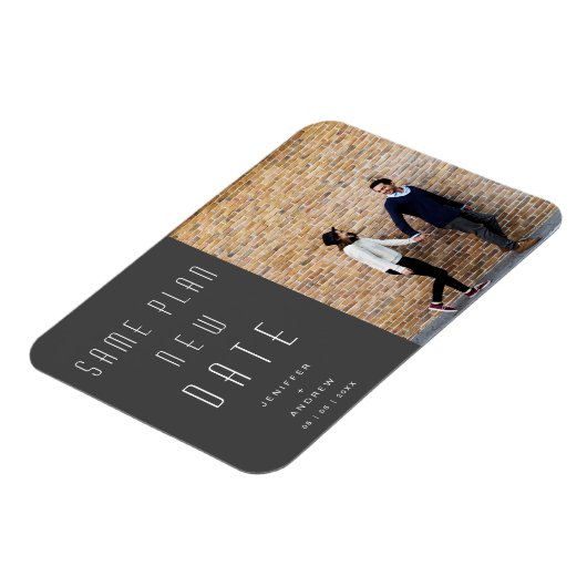 Minimale moderne foto nieuwe trouwdatum magneet (Linkerzijde)