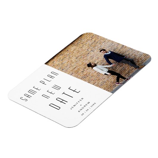 Minimale moderne foto nieuwe trouwdatum magneet (Linkerzijde)