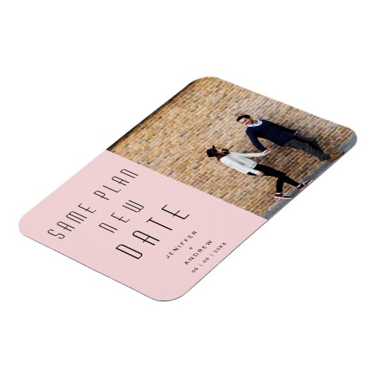 Minimale moderne foto nieuwe trouwdatum magneet (Linkerzijde)