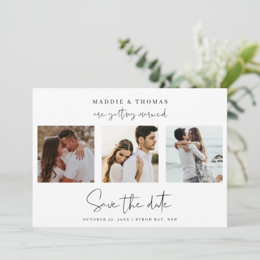 Minimale moderne foto Opslaan Datum uitnodiging (Staand voorkant)