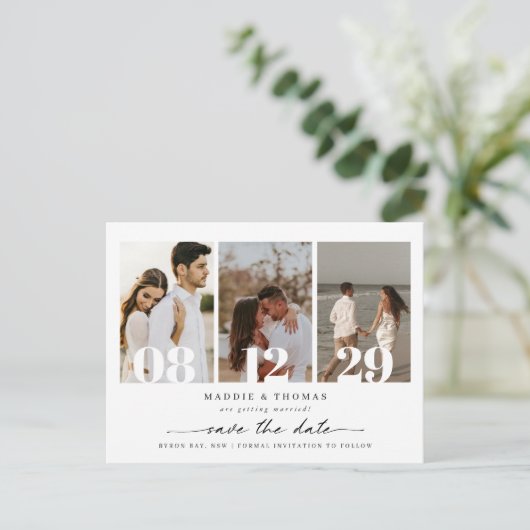 Minimale moderne foto Opslaan Datum uitnodiging (Staand voorkant)