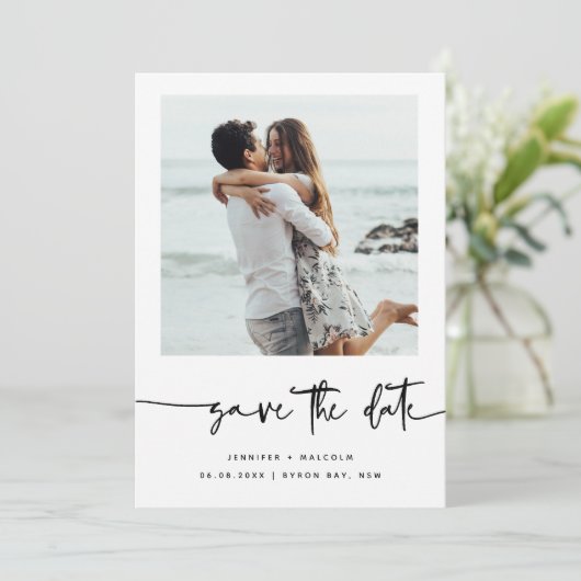 Minimale moderne foto Opslaan Datum uitnodiging (Staand voorkant)