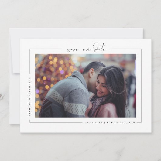 Minimale moderne foto Opslaan Datum uitnodiging (Voorkant)