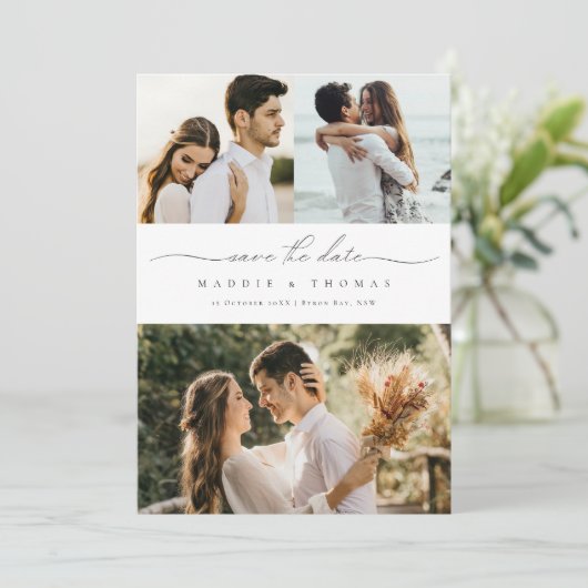 Minimale moderne foto Opslaan Datum uitnodiging (Staand voorkant)